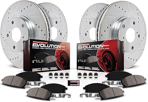 Power Stop K2820 Front and Rear Z23 Carbon Fiber Brake Pads with Drilled & Slotted Brake Rotors Kit For Hummer H3 2006-2010, Hummer H3T 2009-2010 [Model Specific]