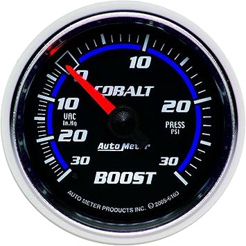 Auto Meter 6103 Cobalt Mechanical Boost / Vacuum Gauge, 2.3125 in.