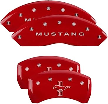 MGP Caliper Covers - Brake Caliper Covers 2005-2009 Ford Mustang - Front and Rear Set - Red