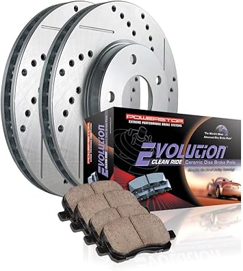 Power Stop K2329 Rear Z23 Carbon Fiber Brake Pads with Drilled & Slotted Brake Rotors Kit and 2 Rear Sensor Wires For Lexus LS430 2001-2006 [Model Specific]