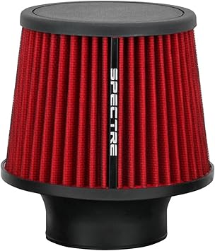 Spectre Performance Universal Clamp-On Air Filter: High Performance,Washable Filter: Round Tapered,3 in (76 mm) Flange ID,6.5 in (165 mm) Height,6 in (152 mm) Base,4.75 in (121 mm) Top,SPE-9132,Red