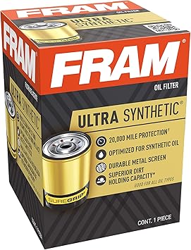 FRAM Ultra Synthetic Automotive Replacement Oil Filter, Designed for Synthetic Oil Changes Lasting up to 20k Miles, XG9100 with SureGrip (Pack of 1)