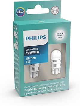 Philips 194WLED Ultinon LED Bulb (White), 2 Count (Pack of 1)