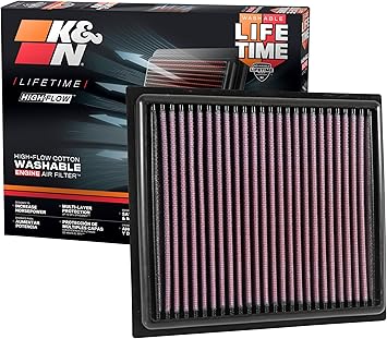 K&N Engine Air Filter: Reusable, Clean Every 75,000 Miles, Washable, Premium, Replacement Car Air Filter: Compatible with 2014-2019 Jeep/Fiat L4 1.4/1.6/2.4 L (Compass, Renegade, 500x), 33-5034