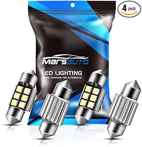 Marsauto 31mm DE3175 Festoon LED Bulbs 1.2inch 200LM 6500K 2835SMD for Internior Car Licese Plate Dome Map Lights Replace for 3175 DE3021 3022 3021