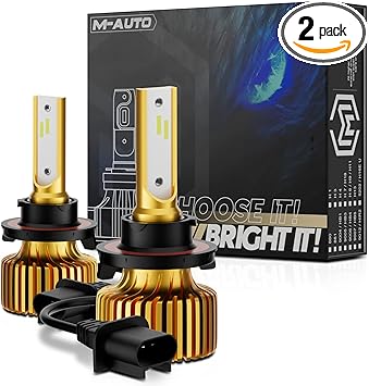 M-AUTO H13 LED Headlight Bulbs, Hi/Lo Beam 9008 LED Fog Lights Conversion Kit for Cars Trucks, Direct Installation, Pack of 2