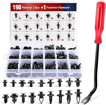 Nilight 190 Pcs Car Retainer Clips Fastener Remover 18 Most Popular Sizes Applications Auto Push Pin Rivets Set -Door Trim Panel Clips for Toyota Honda Nissan Mazda