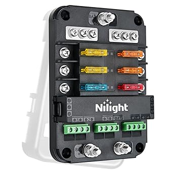 Nilight 6 Way Fuse Relay Block with Acc Control Negative Bus 12V Blade Fuse Holder ATC/ATO Fuse Box Label Stickers Waterproof Cover Fuse Panel for Automotive Cars Motorcycle RVs Vans