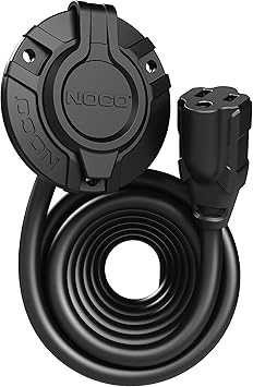 NOCO GCP1EX 15A AC Port Plug, 125V Power Inlet Socket, and Waterproof Electrical Outlet Receptacle with 12-Foot Integrated Outdoor Extension Cord