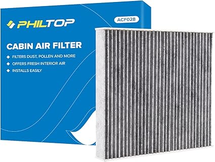 PHILTOP Cabin Air Filter, Replacement for Jetta 2019-2021, Tiguan 2018-2021, Atlas 2018-2021, Golf 2015-2021, Premium ACF028(CF11643) Cabin Filter with Activated Carbon, Filter Up Dust Pollen