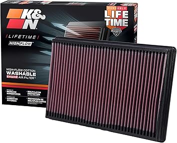 K&N Engine Air Filter: Increase Power & Towing, Washable, Premium, Replacement Air Filter: Compatible with 2002-2019 Dodge Ram Truck V6/V8/V10 (1500, 2500, 3500, 4500, 5500), 33-2247