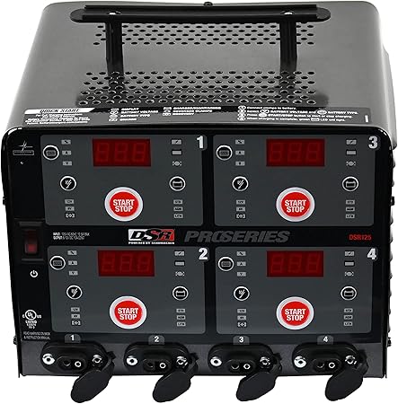 Schumacher Electric DSR125 ProSeries Car Battery Charger - 10 Amp - 6v / 12v Battery Charger & Battery Maintainer - Charge 4 Vehicles, Motorcycles, Lawn Tractors or Marine Batteries at Once