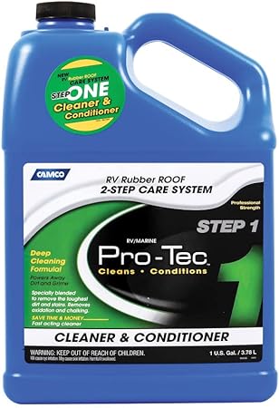 Camco Pro-Tec Rubber Roof Cleaner - Deep Cleansing Formula Rids Dirt and Grime and Helps to Extend The Life of Your RV's Roof 1 Gallon (41068)