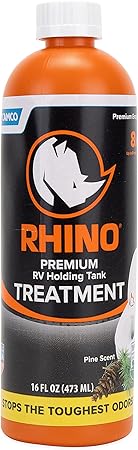 Camco RhinoFLEX Premium Enzyme RV Holding Tank Treatment | Features a Biodegradable Septic Safe Formula, a Pine Scent, and is Ideal for RVing, Boating, and More | 16 oz (41512)