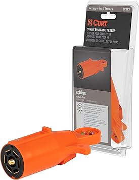 CURT 58273 7-Pin RV Blade Trailer Wiring Towing Vehicle Socket Tester, Orange