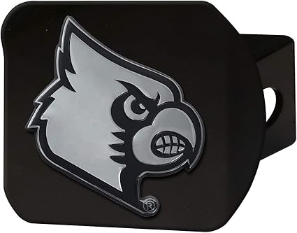 University of Louisville Cardinals NCAA Black Metal Hitch Cover by FANMATS - Unique 3D Chrome Team Logo Molded Design – Easy Installation on Truck, SUV, Car or ATV - Ideal Gift for Student/Alumni/Fan