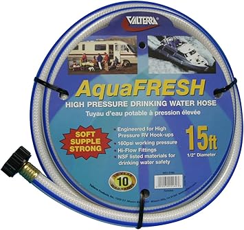 Valterra AquaFresh High Pressure Drinking Water Hose, Water Hose Hookup for RV - 1/2