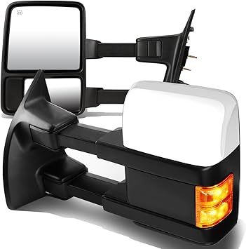 DNA Motoring TWM-027-T999-CH-AM Powered + Heated + Amber Turn Signal Towing Side Mirrors Left + Right Side Compatible With 08-16 F250 / F350 / F450 / F550 Super Duty