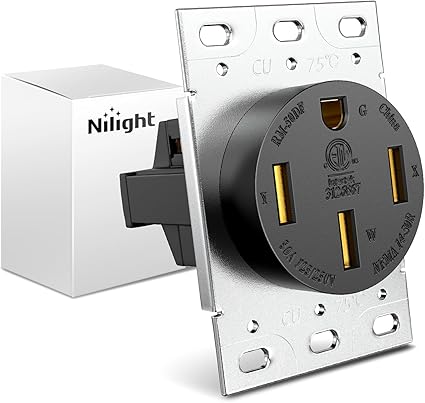 Nilight 50AMP RV Power Outlet 125/250V NEMA 14-50R Heavy Duty RV Receptacle Straight Blade ETL Listed Flush Mounting Power Outlet Replacement Panel for RV Camper Trailer EV, 2 Years Warranty