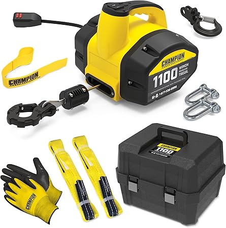 Champion Power Equipment 1100 lb. Portable 120-Volt Electric Winch Kit with Pulling and Lifting Capability