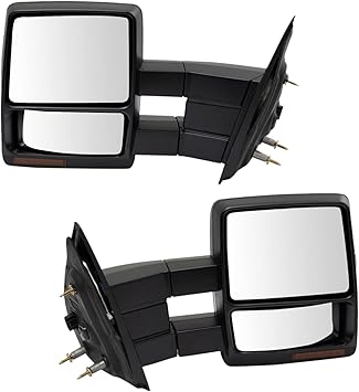 Trail Ridge Tow Mirror Power Heated Signal Puddle Light Black Pair Set Compatible with 2007-2014 Ford F-150