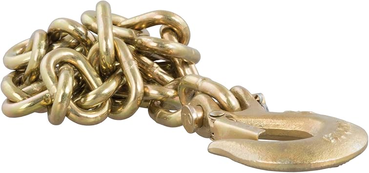 CURT 80304 35-Inch Trailer Safety Chain with 5/16-In Clevis Snap Hook, 18,800 lbs Break Strength, Small, YELLOW ZINC