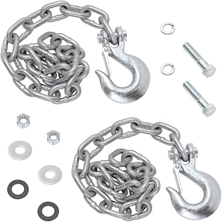 Reese Towpower 49151 Goose Box 20K Fifth Wheel Trailer Safety Chains, 20,000 lbs. Capacity, Includes (2) Grade 70, 3/8 x 44 Inch w/ 5/16 Inch Clevis Hook & Mounting Hardware