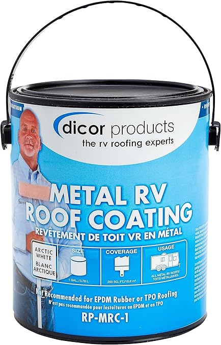 Dicor RP-MRC-1 Acrylic Elastomeric Coating for Metal RV Roofing - White, 1 Gallon