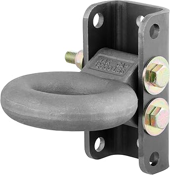 CURT 48631 Raw Steel Adjustable Pintle Hitch Lunette Ring 3-In ID, 12,000 lbs, 7-1/2-Inch Channel Height