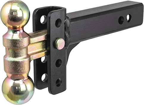 CURT 45903 Slim Adjustable Trailer Hitch Ball Mount, Fits 2-Inch Receiver, 3-3/4-In Drop, 2 or 2-5/16-Inch Balls, 10,000 Pounds, Black