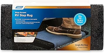 Camco 42909 Black Premium Wrap Around RV Step Rug (100% Polyester (22