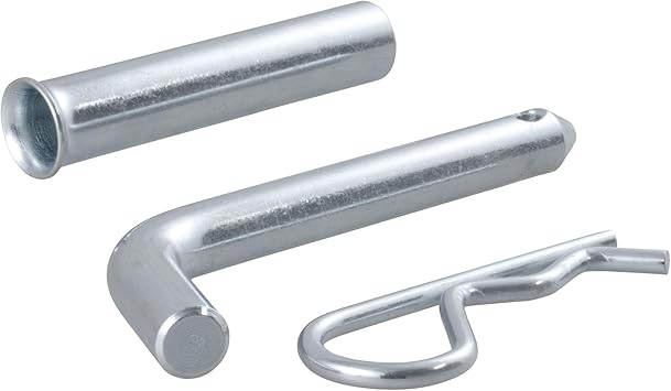 CURT 21502 Trailer Hitch Pin & Clip, 1/2-Inch Diameter with 5/8-Inch Adapter, Fits 1-1/4 or 2-Inch Receiver, SILVER