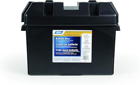 Camco Large Battery Box with Straps and Hardware - Group 27, 30, 31 |Safely Stores RV, Automotive, and Marine Batteries | Measures Inside 7-1/4