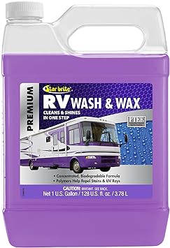 STAR BRITE RV Wash & Wax - One-Step Concentrated Cleaner, 128 Fluid Ounces (Pack of 1) | UV Protection | Non-Toxic | Biodegradable | RV, Camper Cleaning | 1 Gallon | 071500