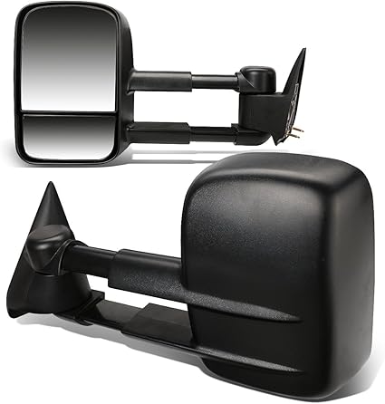 DNA Motoring TWM-001-T222-BK Pair of Manual Adjustment Towing Side Mirrors Compatible With 99-07 Silverado Sierra / 00-06 Suburban Tahoe Yukon,Black