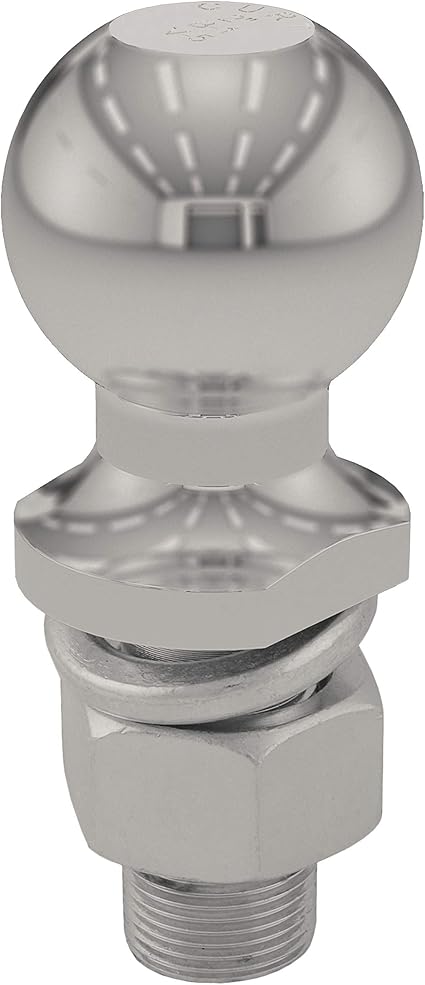 CURT 40053 Stainless Steel Trailer Hitch Ball, 6,000 lbs, 2-Inch Diameter, 1 x 2-1/8-Inch Shank