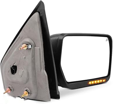 SCITOO Tow Mirror Passenger Side Mirror Compatible with 2007-2014 for Ford for F150 Pickup Truck Mirror Power Adjusted Heated Turn Signal Light Black Housing Manual Folding RH