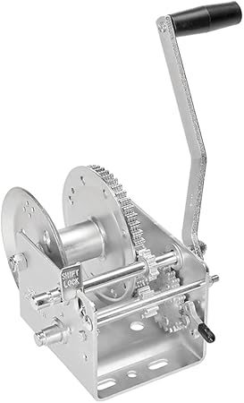 Fulton 142420 Boat Trailer Winch, 3,200 lbs. Capacity, Two-Speed Hand Crank Winch, High-Performance Zinc Finish