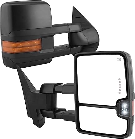 YITAMOTOR Towing Mirrors Compatible with 2007-2014 Chevy Silverado 1500, 07-13 GMC Yukon 2500 Sierra 1500 Extendable Power Heated with Amber Signal Light Side Mirrors Pair