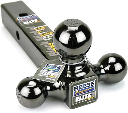 Reese Towpower 7039800 Tri-Ball Trailer Hitch Ball Mount, (1-7/8 Inch, 2 Inch, 2-5/16 Inch Trailer Hitch Balls), Fits 2 Inch Square Receiver, 10,000 lbs. Capacity, Black Nickel