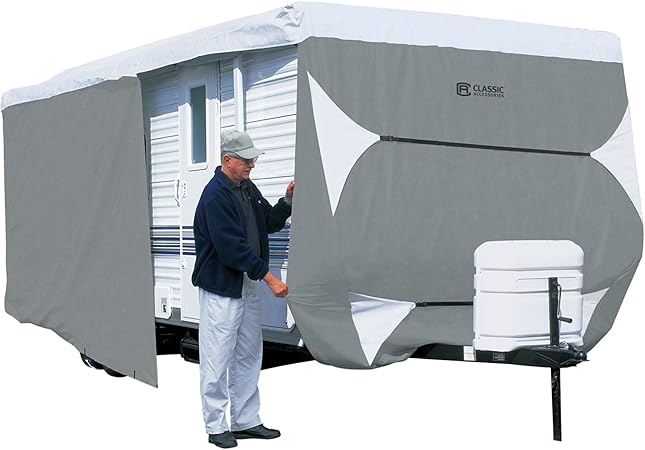 Classic Accessories Over Drive PolyPRO3 Deluxe Travel Trailer/Toy Hauler Cover, Fits 20'-22' RVs, RV Cover, Camper Cover, Travel Trailer Cover