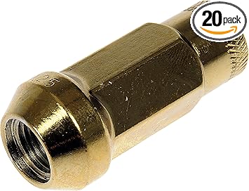 Dorman 713-485K Gold Open End Knurled Wheel Nuts Compatible with Select Nissan Models, 20 Pack