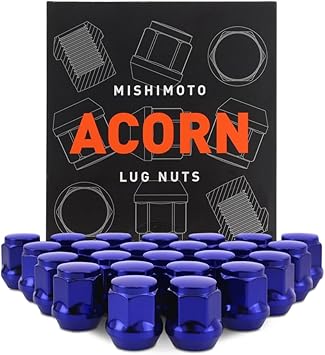 Mishimoto Steel Lug Nuts, M12x1.5, Acorn Seat, 24pc Set, Blue