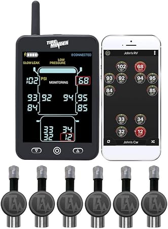 TireMinder Minder Research A1AS RV TPMS with 6 Flow Through Sensors, Black