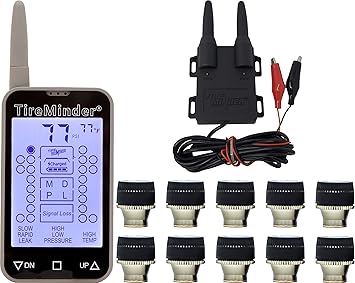 TireMinder TM-A1A-10 A1A Tire Pressure Monitoring System (TPMS) with 10 Transmitters for RVs, MotorHomes, 5th Wheels, Motor Coaches and Trailers