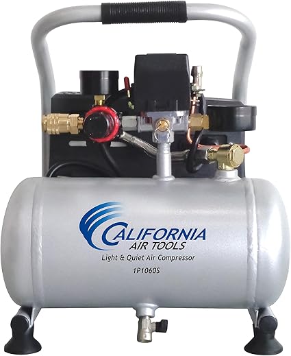 California Air Tools CAT-1P1060S Light & Quiet Portable Air Compressor, Lightweight, Ultra Quiet, Oil-Free, 1 Gallon Steel Tank, .6 HP, 56 dBA Noise Level