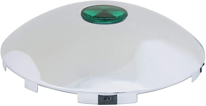 GG Grand General 10792 Green Universal Chrome Front Hub Cap w Reflector, 1 Inch Lip, 6 Notches