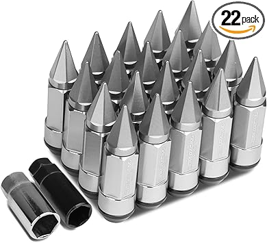 DNA MOTORING LN-ZTL-9028-15-SL 20Pcs M12 x 1.5 Open/Closed End Aluminum Alloy Wheel Lug Nuts w/Deep Drive Extension, 23mm OD/83mm H, Silver