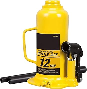 Jack Boss TH91204X Torin Hydraulic Welded Bottle Jack: Portable Car Jack with Pump Handle for Car + SUV, 12 Ton (24,000 LBs) Capacity, Yellow