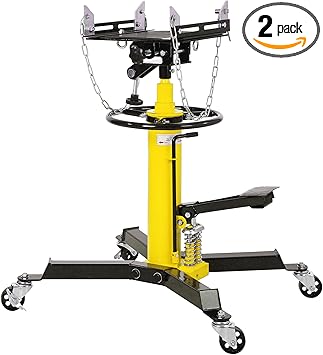 Transmission Jack Lift 1322 Lbs, Dual-Column Plunger 2 Stage Adjustable Telescoping Hydraulic Transmission Jack, High Lift Dual Telescopic Jacks Hoist w/Pedal